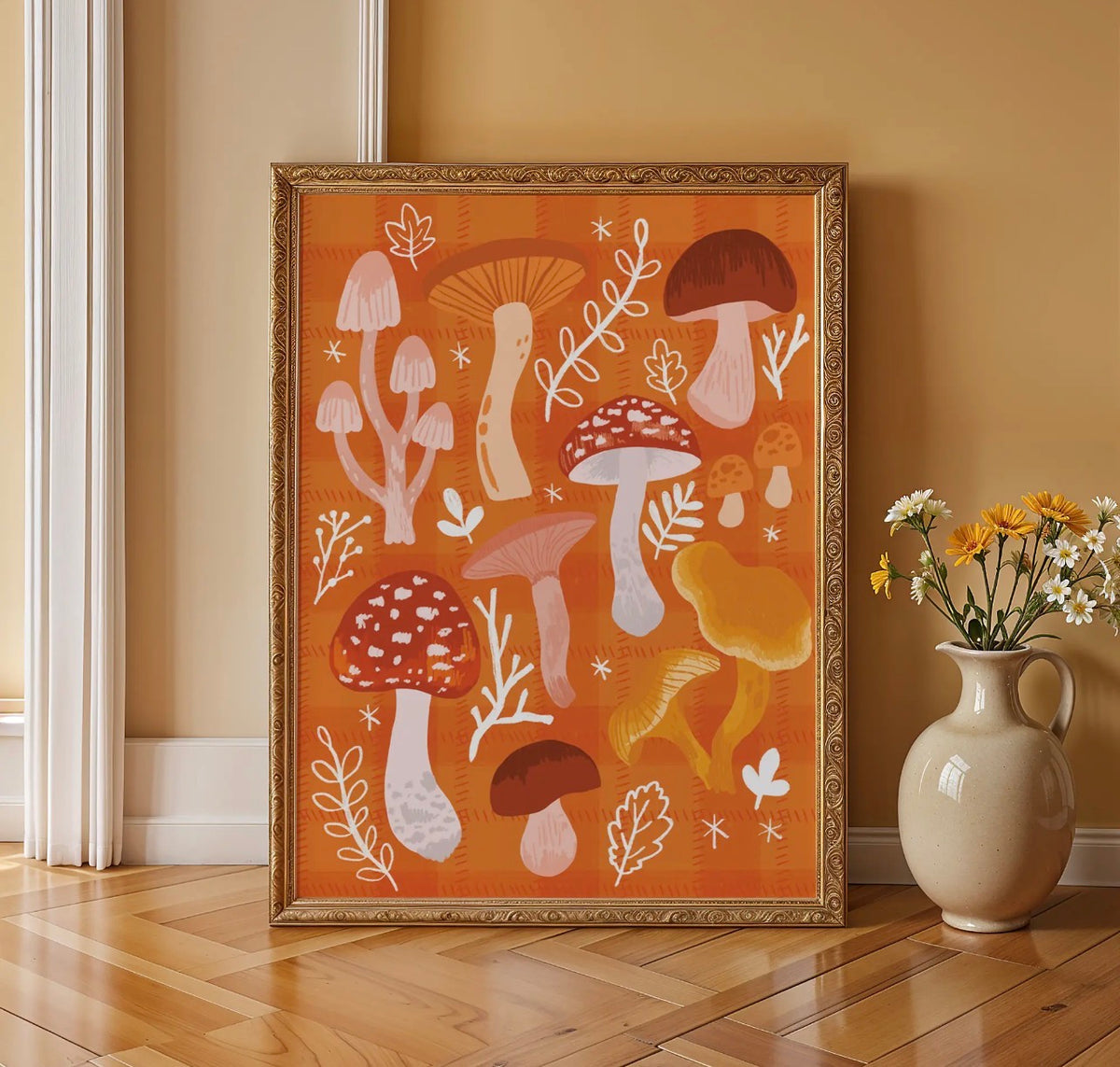 Autumn Mushroom A4 Art Print – Colourful Retro Woodland Wall Art