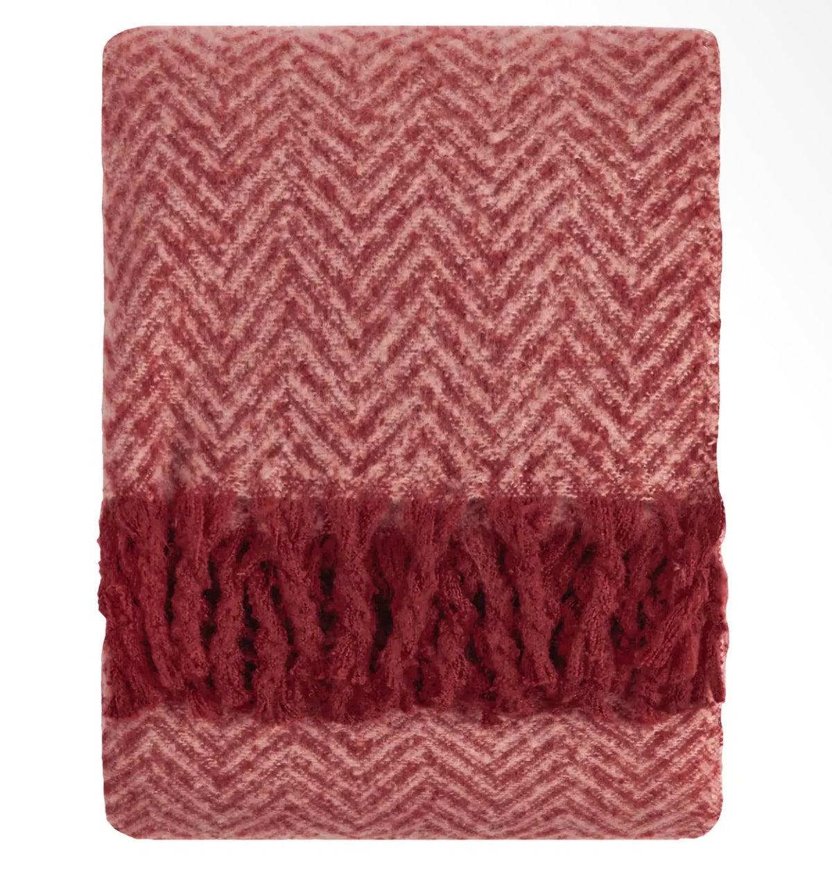 Soft Herringbone Throw Pink/Burgundy