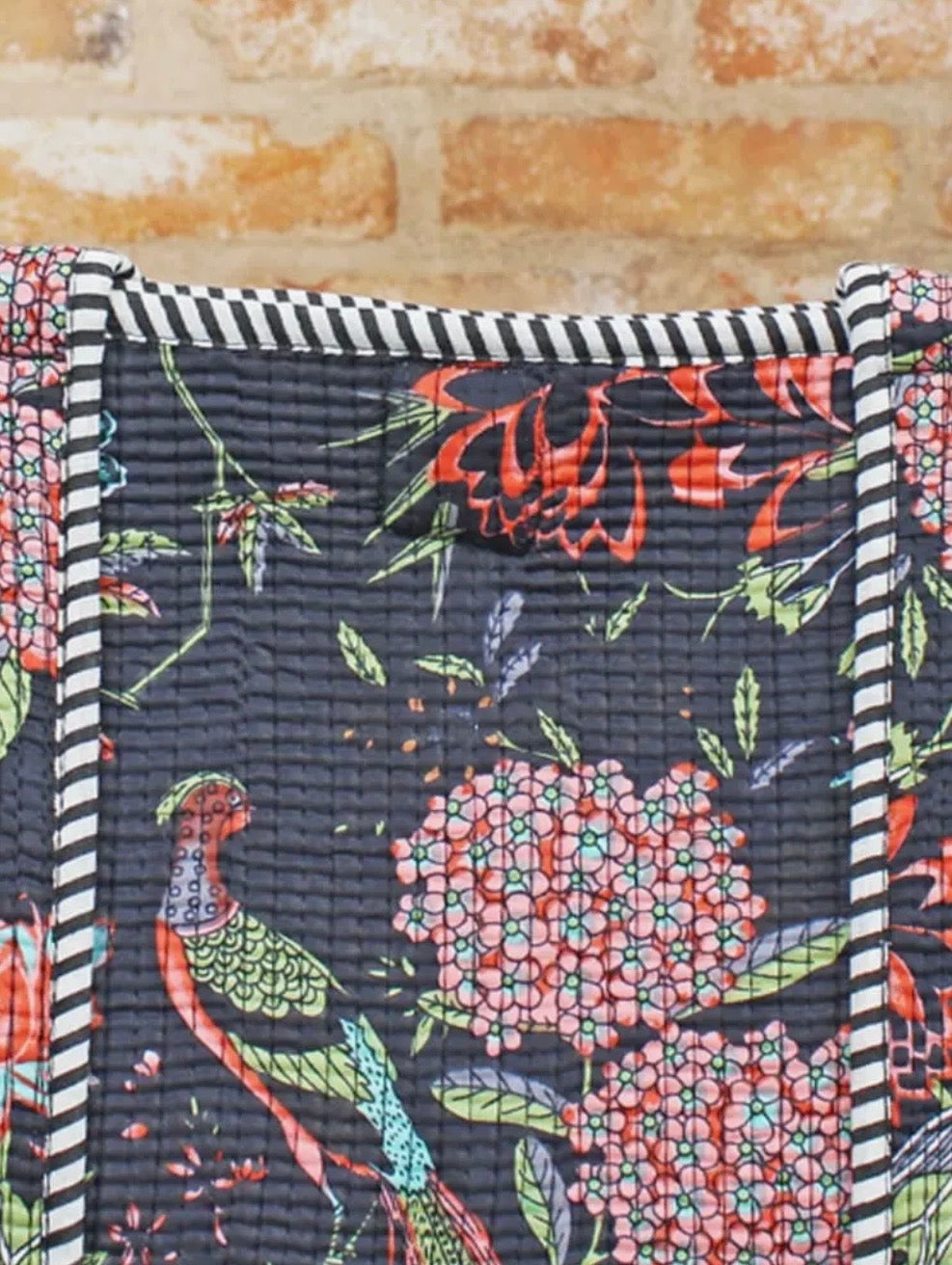 Quilted Cotton Tote Bag (flowers & birds)