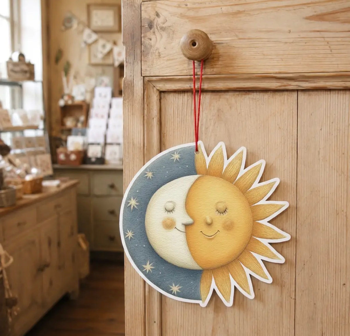Sun & Moon Hanging Postcard – Handmade in the UK