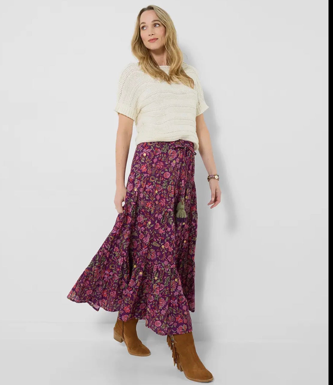 Heidi maxi skirt - mauve & green