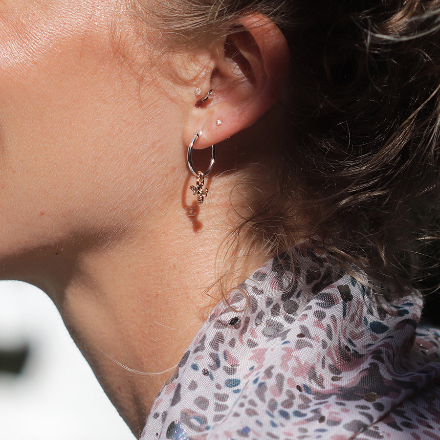 Bee Hoop Earrings