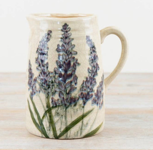 Rustic Lavender Ceramic Jug Vase – 19.5cm