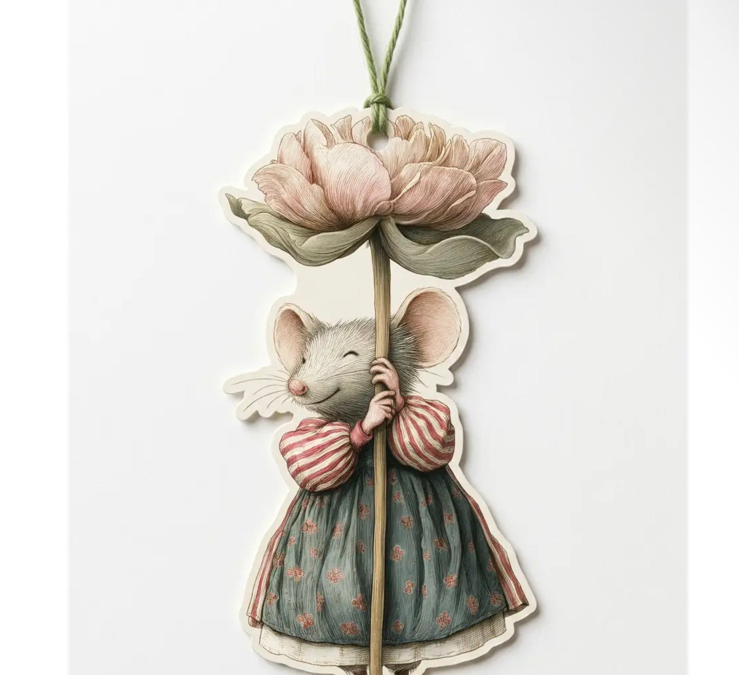 Mouse holding Flower - special hanging card