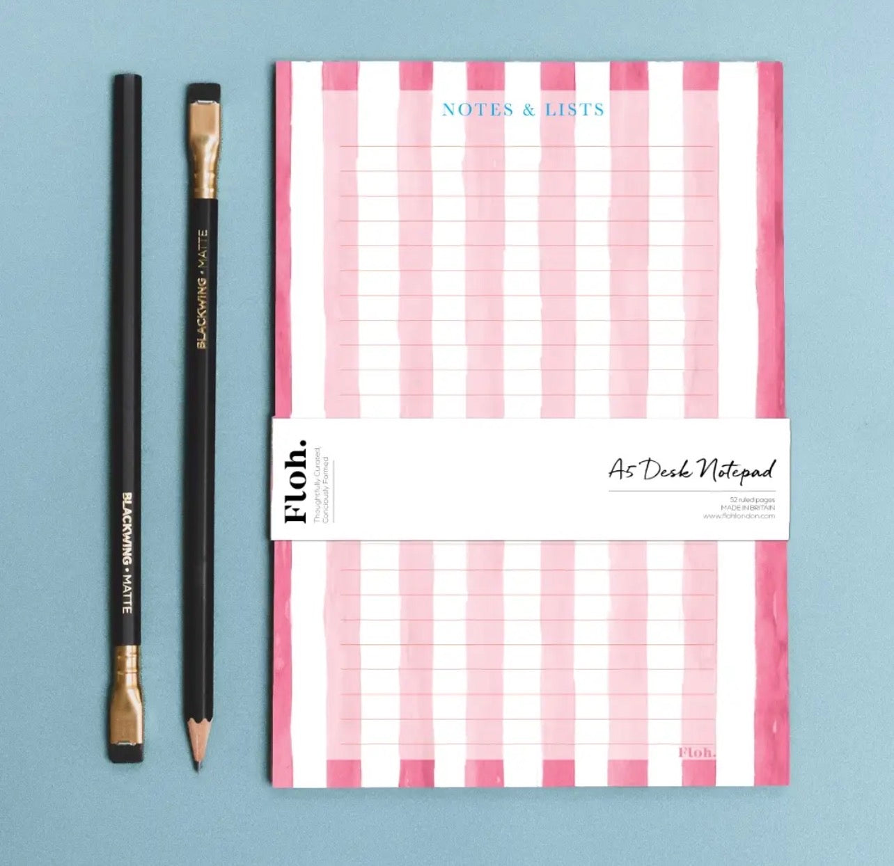 Toasted Crumpet Floh Raspberry Stripes A5 Desk Pad