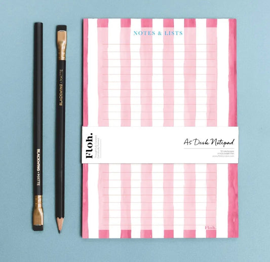 Toasted Crumpet Floh Raspberry Stripes A5 Desk Pad