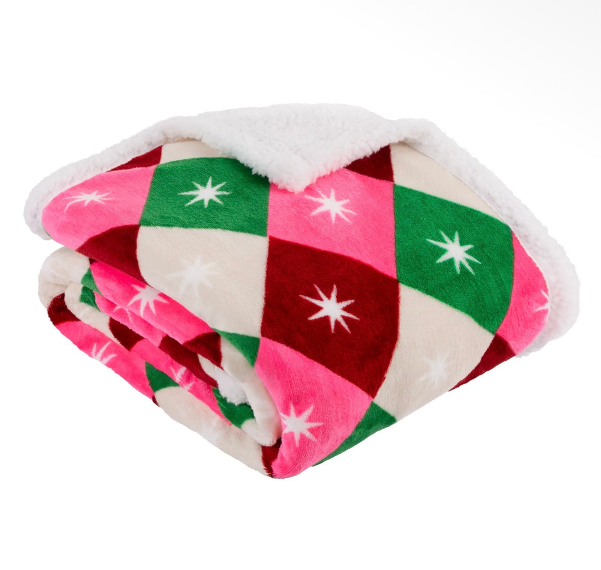 Star Sherpa Fleece Throw – Multicolour, 140 × 180cm