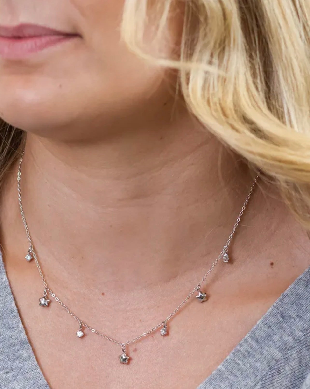 Silver Star & Sparkle Charm Necklace
