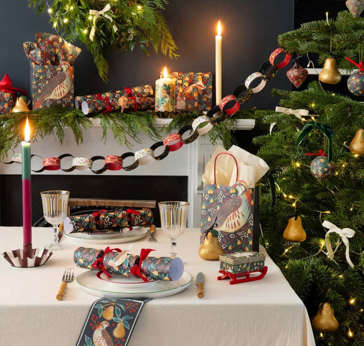 Talking Tables Green & Cream Velvet Christmas Bows – Pack of 8