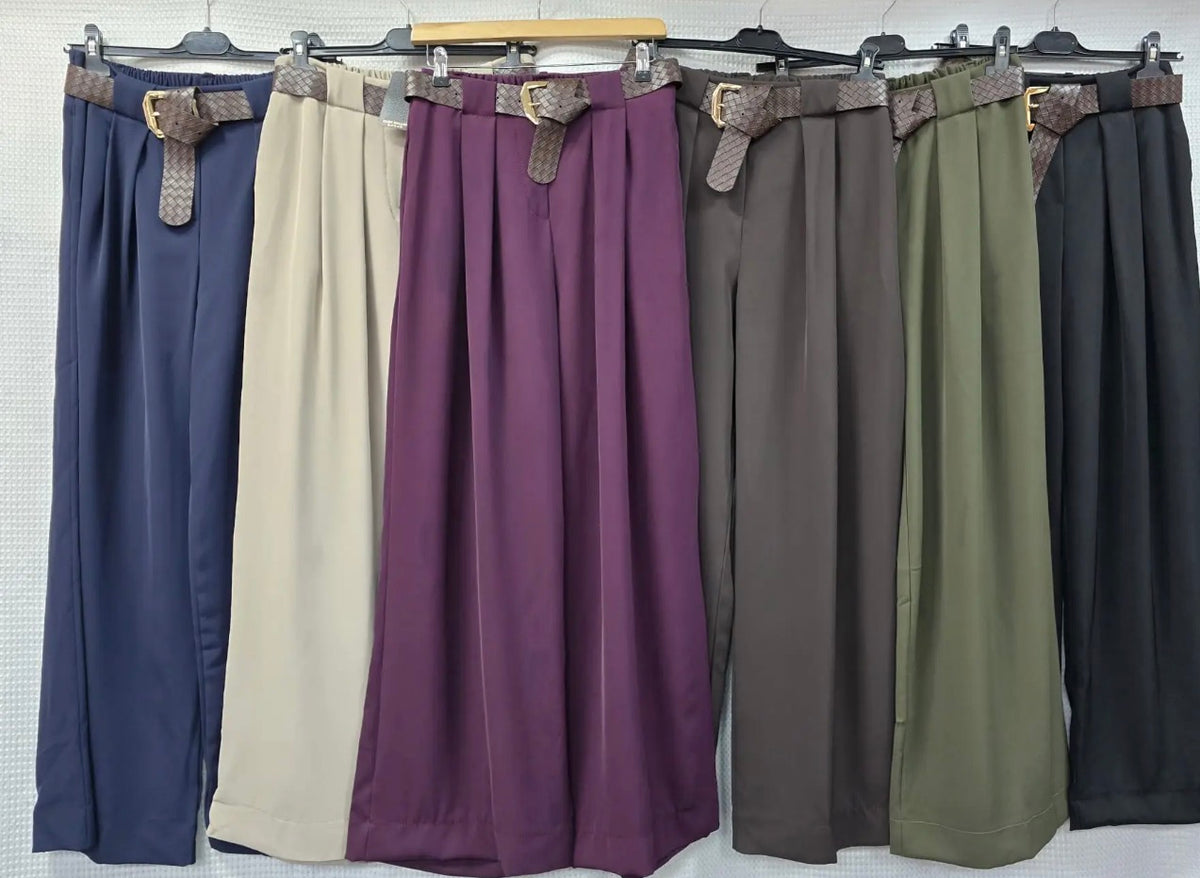 Kurt Muller Women’s Wide Leg Belted Trousers