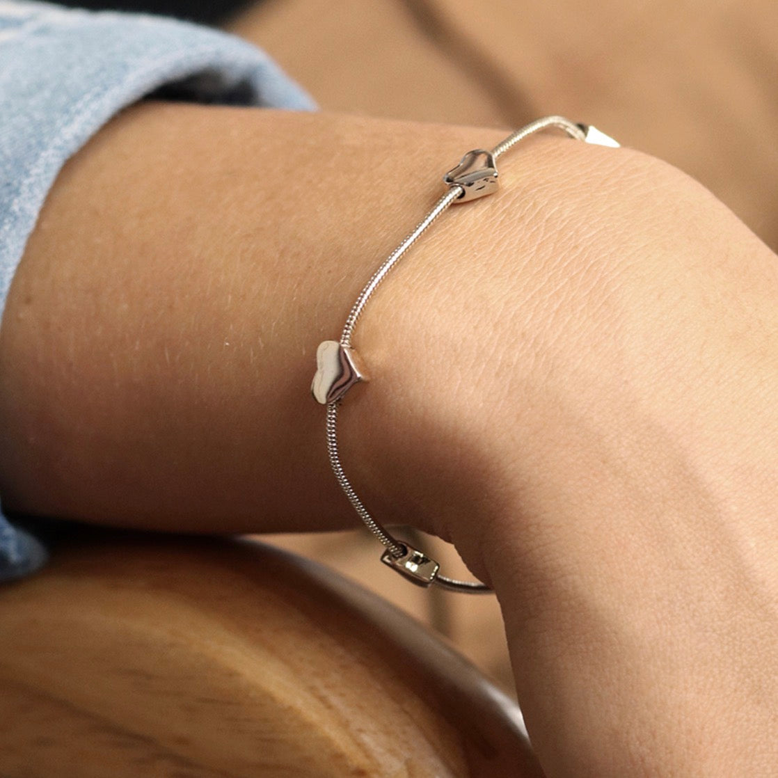 Silver Heart Slider Bracelet