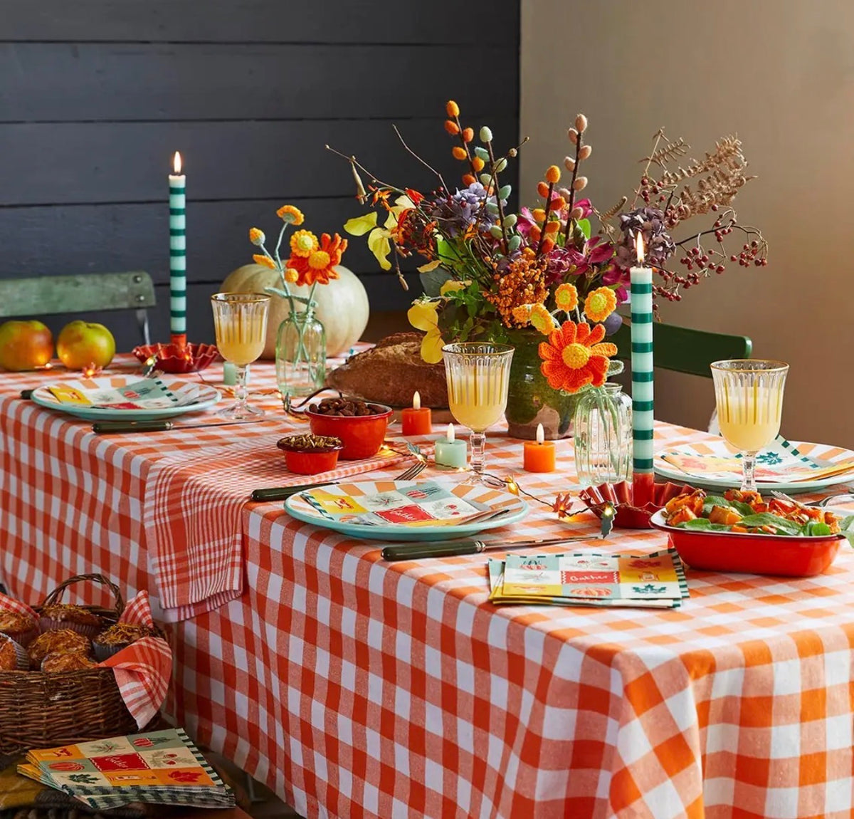 Talking Tables Green Stripe Dinner Candle – 28cm