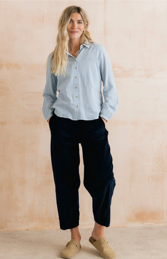 ANA TEXTURED ORGANIC COTTON SHIRT POWDER BLUE