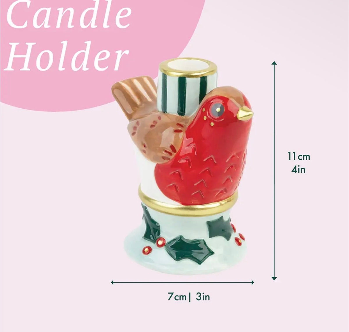 Talking Tables Hand-Painted Robin Ceramic Candle Holder