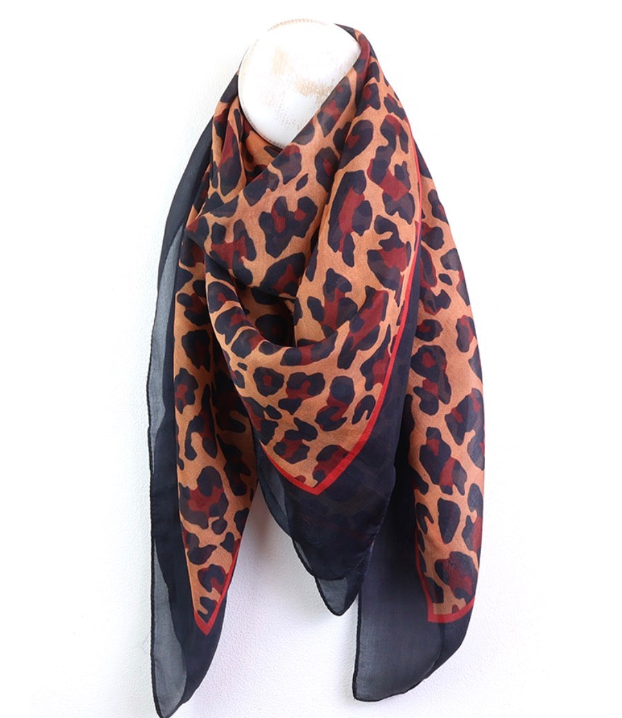 Silk Square Camel Print Scarf