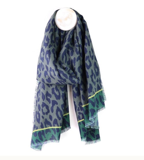 Green & Grey Animal Print Scard