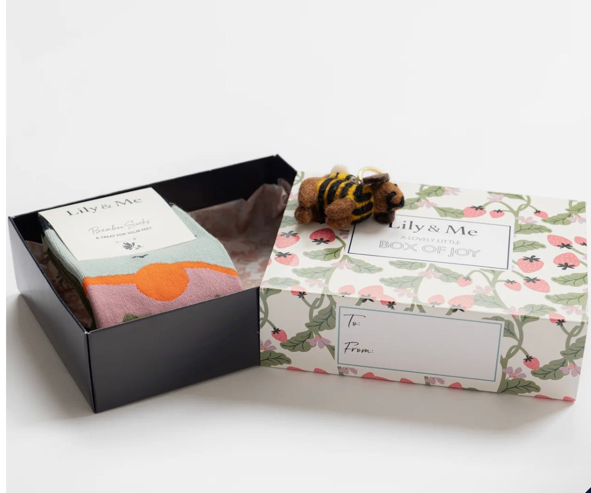 Bamboo Sock & Keyring Gift Box