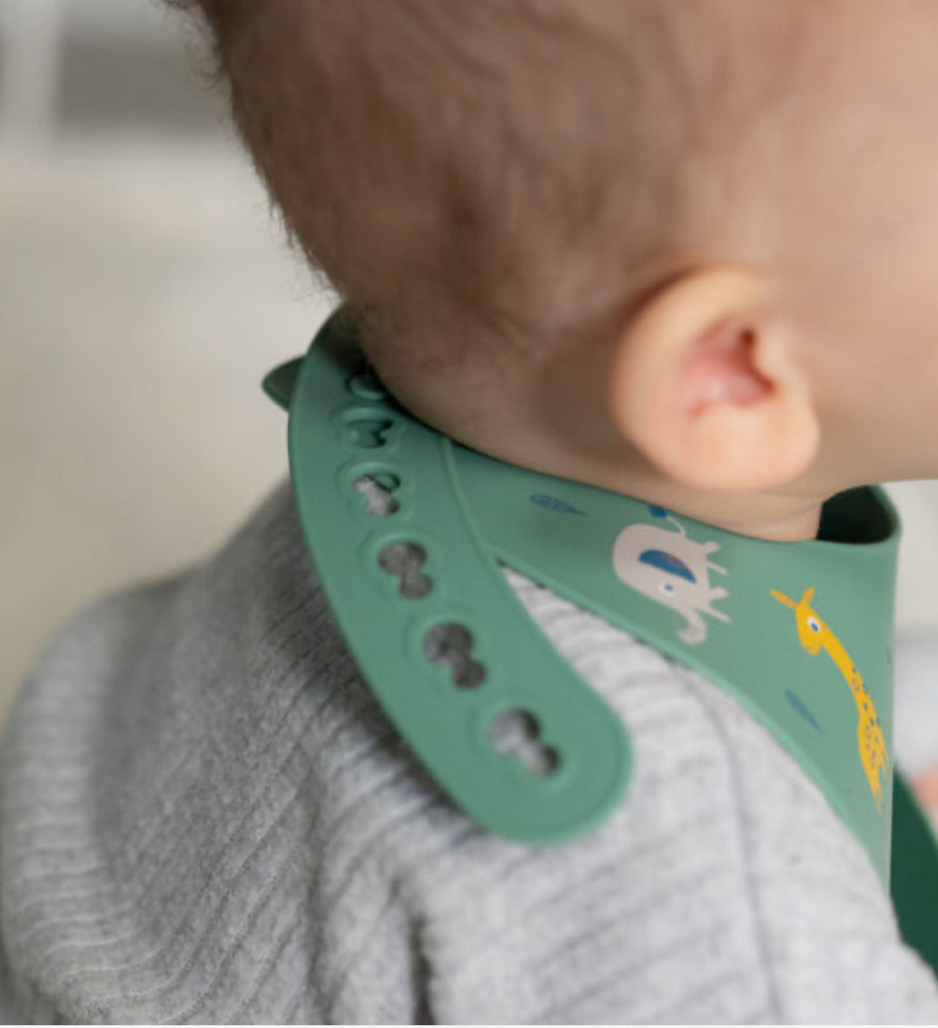 Catch All Silicone Bib - Giraffe & Elephant