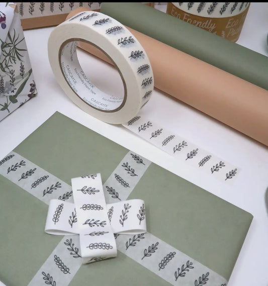 Paper Tape 24mm - White Wild Flowers