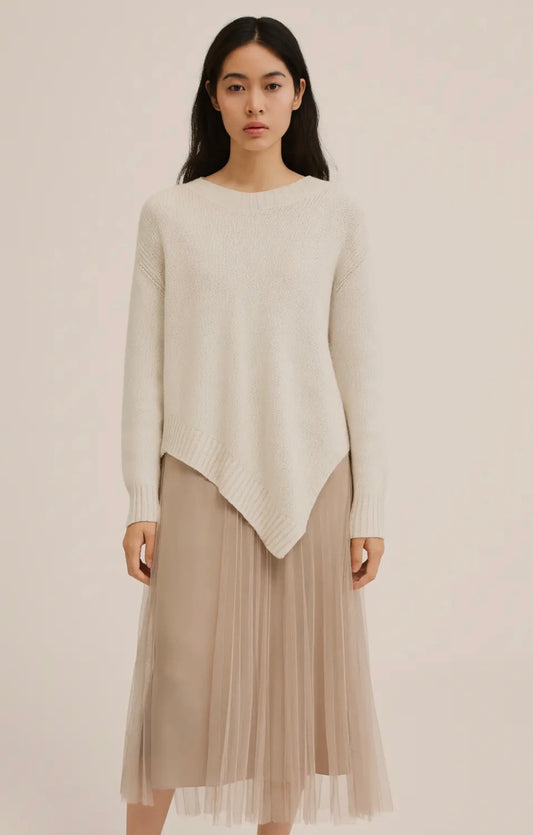 2 Piece Jumper & Dress - asymmetric soft knit jumper and tulle dress
