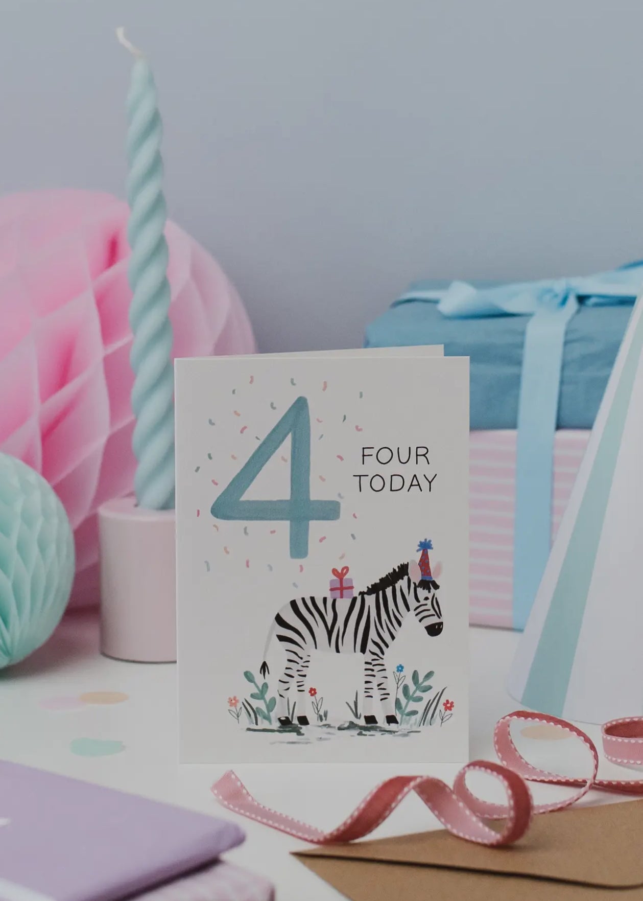 4th Birthday- Children’s Zebra Card