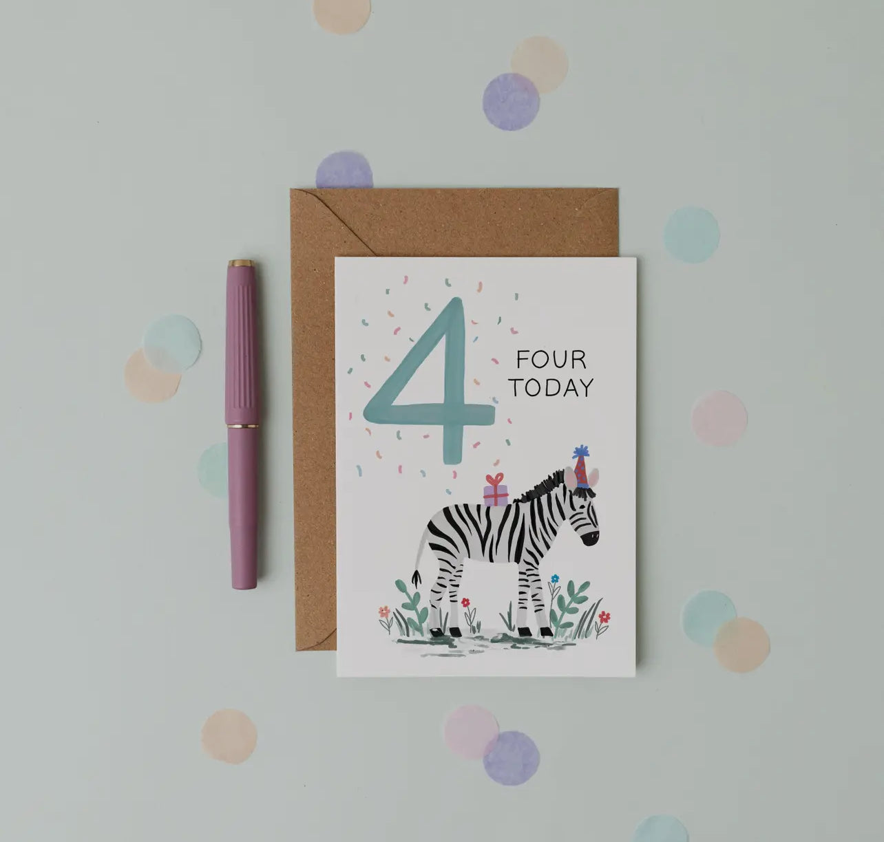 4th Birthday- Children’s Zebra Card