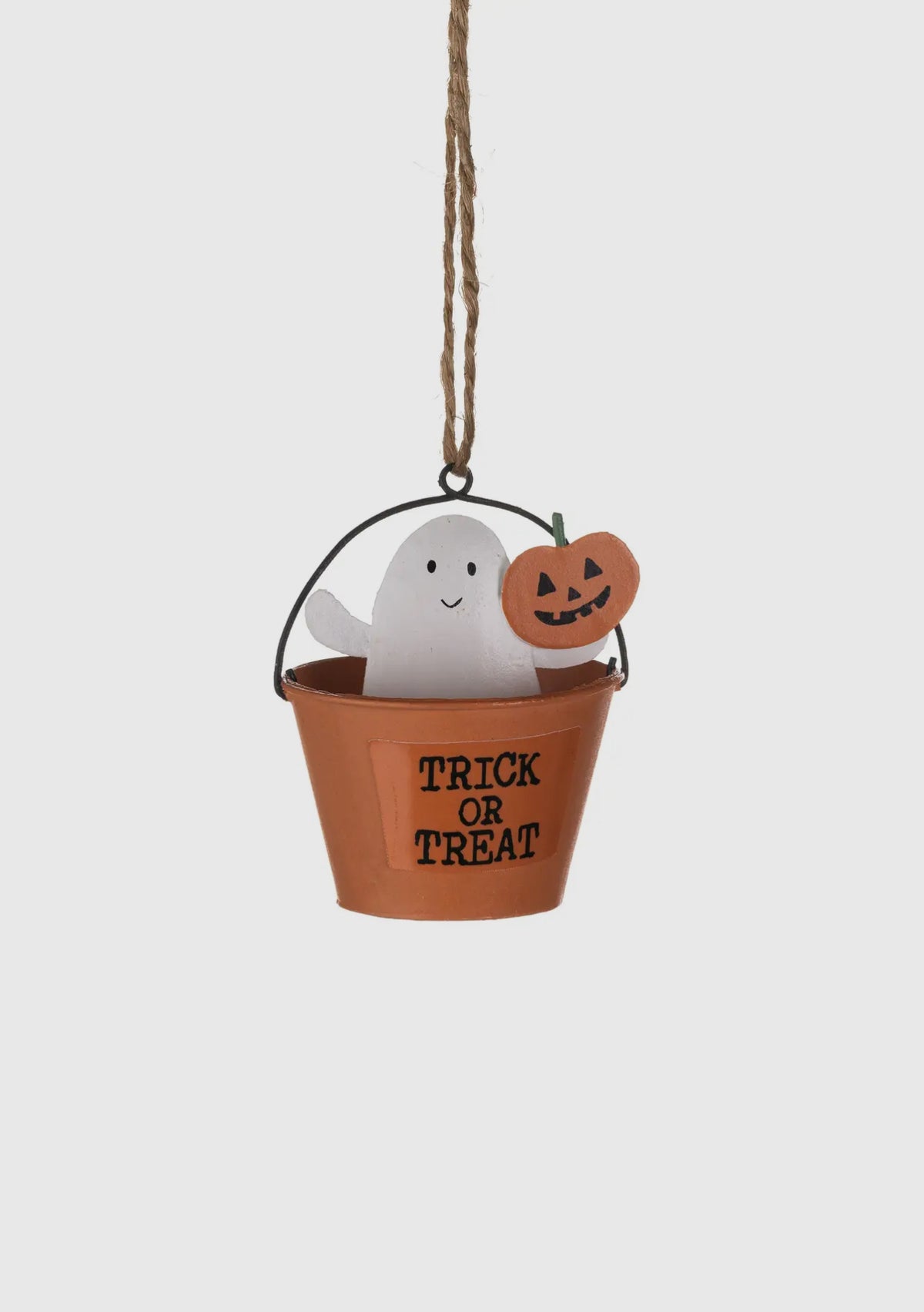 Halloween Decoration - Hanging Trick or Treat Bucket with Ghost 