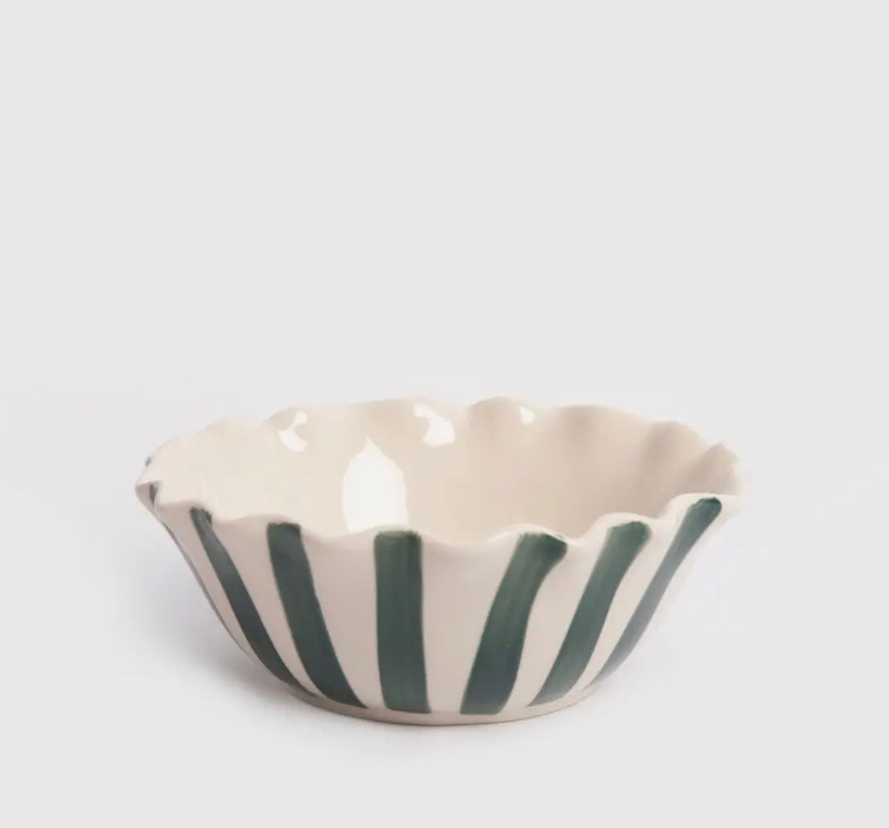 Teal Stripe Bon Appétit Small Bowl - Caroline Gardner