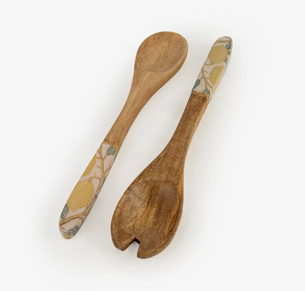 Mango Wood Salad Servers - Vintage Fruit Design