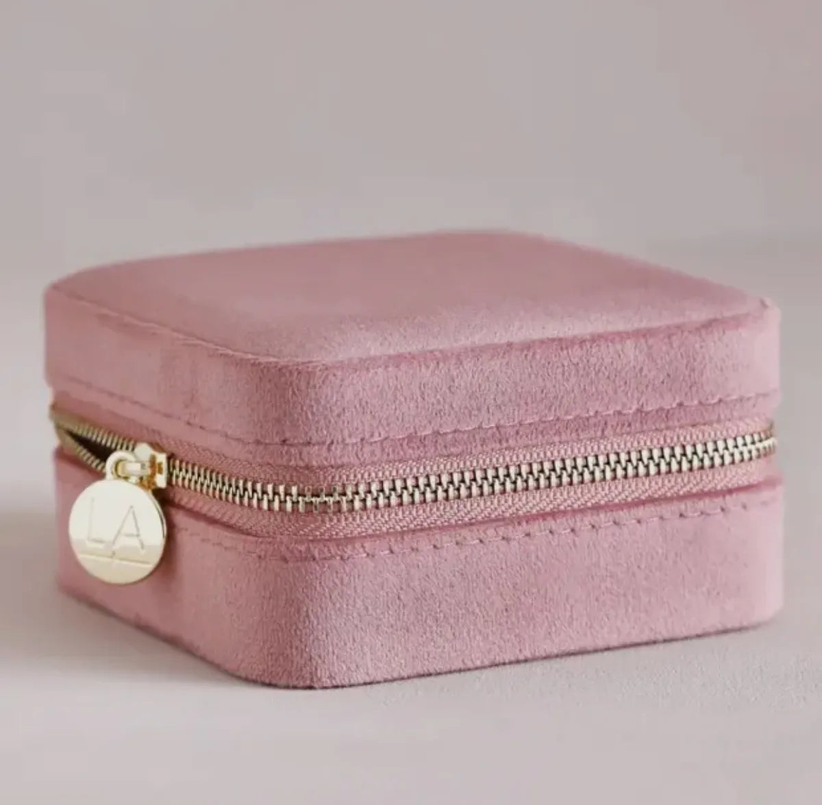 Rose Pink Velvet Jewellery Case